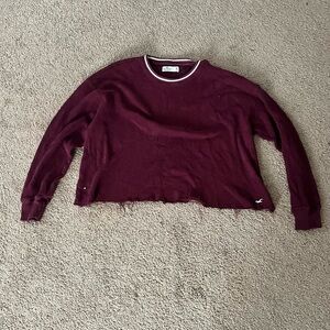 Hollister Women's Maroon Crewneck Sweatshirt